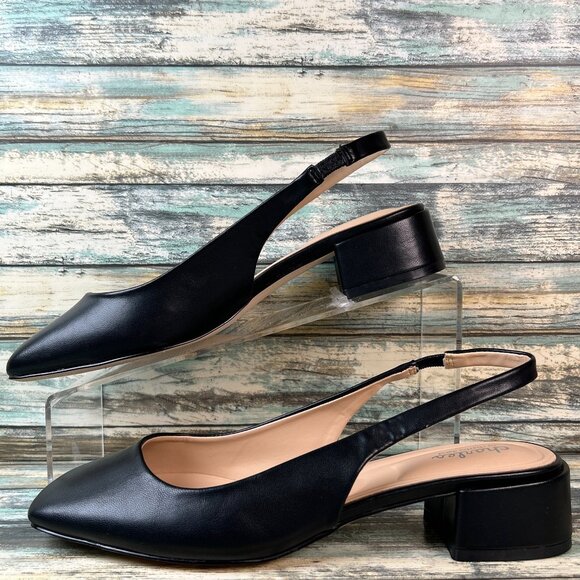 Charles David Slingback Pumps Womens 9M Black Faux Leather Dress Formal Shoes - Picture 2 of 10